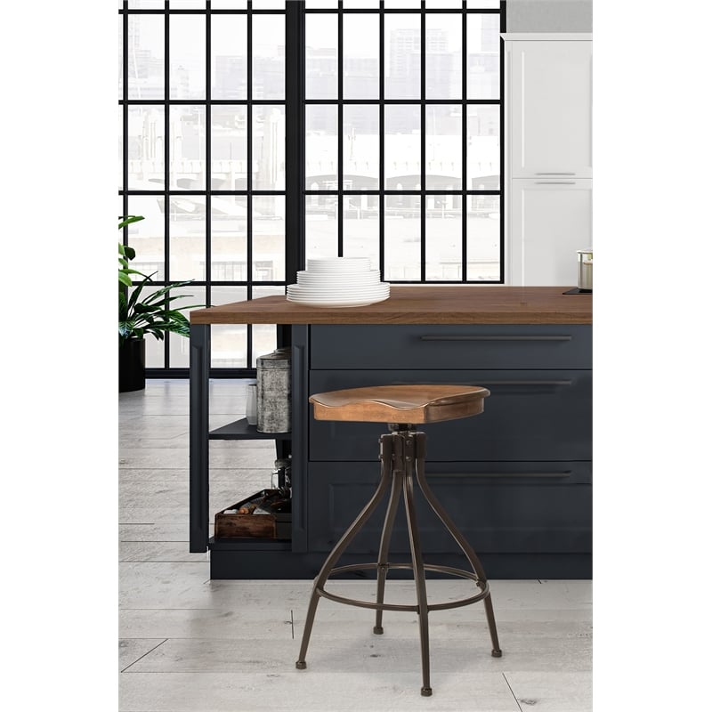 Home Square Furniture Adjustable Swivel Backless Stool- Set of 3