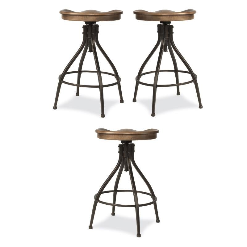 Home Square Furniture Adjustable Swivel Backless Stool- Set of 3