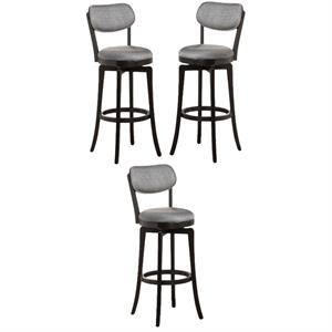 Home Square 30&quot Swivel Bar Stool in Black and Gray - Set of 3