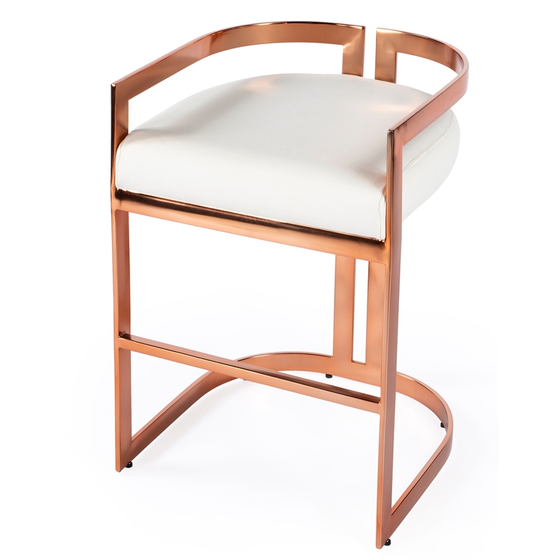 Home Square Rose Gold & White Faux Leather Counter Stool - Set of 2