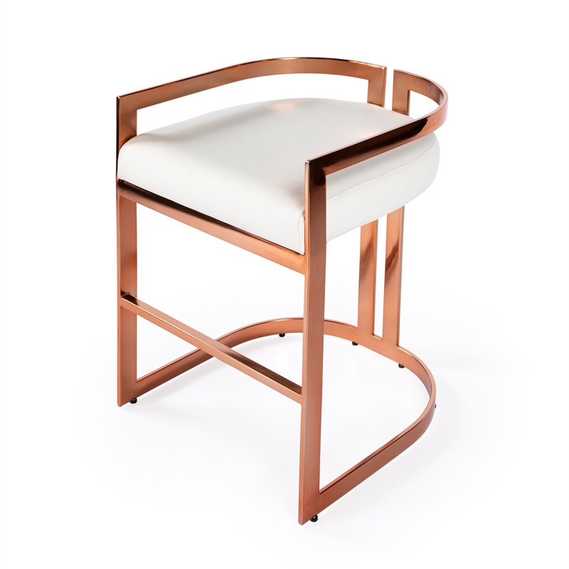 Home Square Rose Gold & White Faux Leather Counter Stool - Set of 2