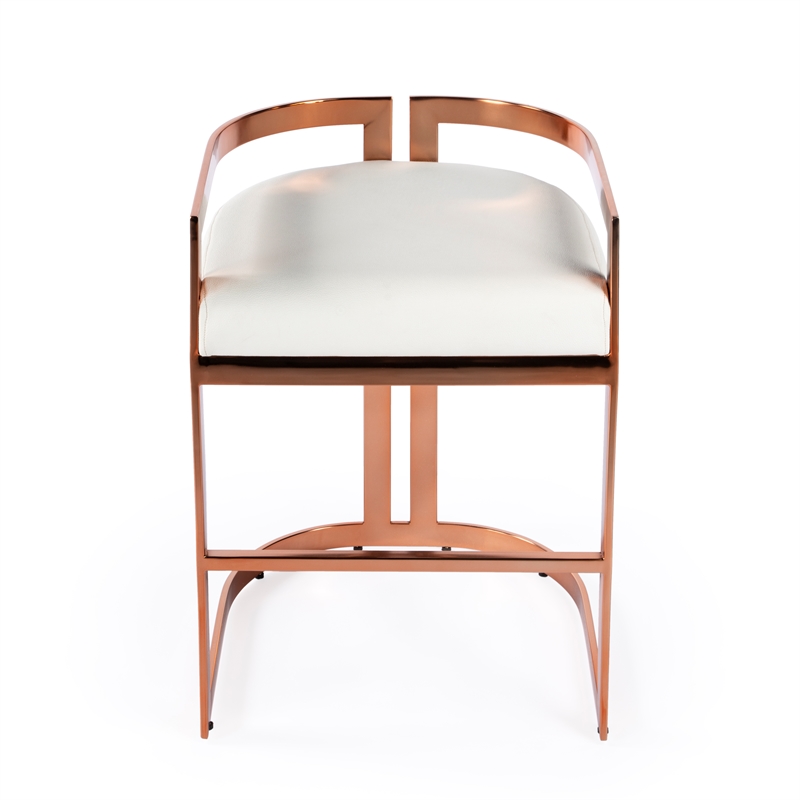 Home Square Rose Gold & White Faux Leather Counter Stool - Set of 2