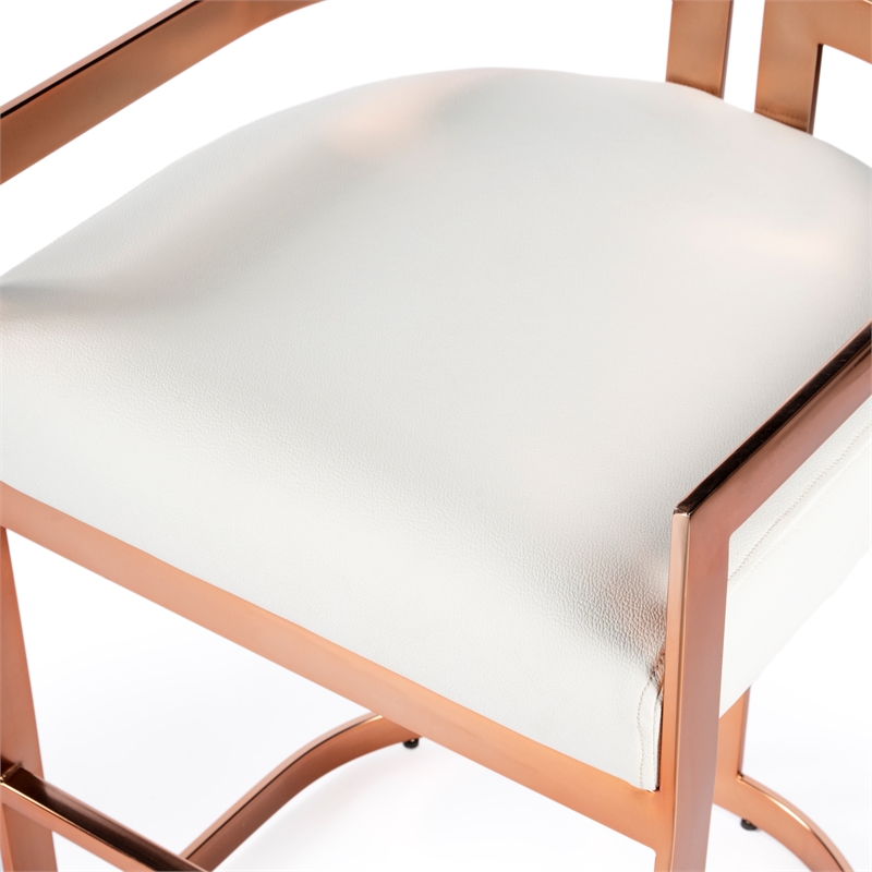 Home Square Rose Gold & White Faux Leather Counter Stool - Set of 2