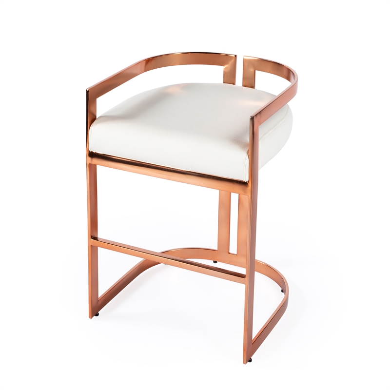Home Square Rose Gold & White Faux Leather Counter Stool - Set of 2
