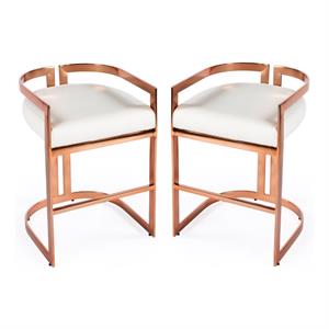 Home Square Rose Gold & White Faux Leather Counter Stool - Set of 2
