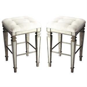 Home Square 30&quot Square Bar Stool in Mirror - Set of 2