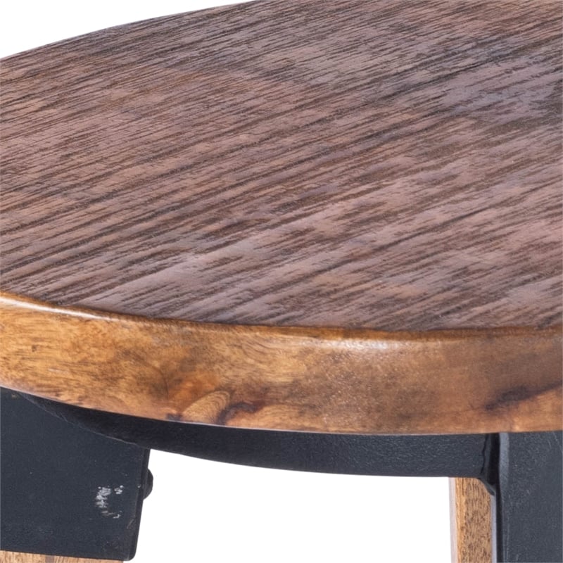 Home Square Wood & Metal Counter Stool in Beige - Set of 3