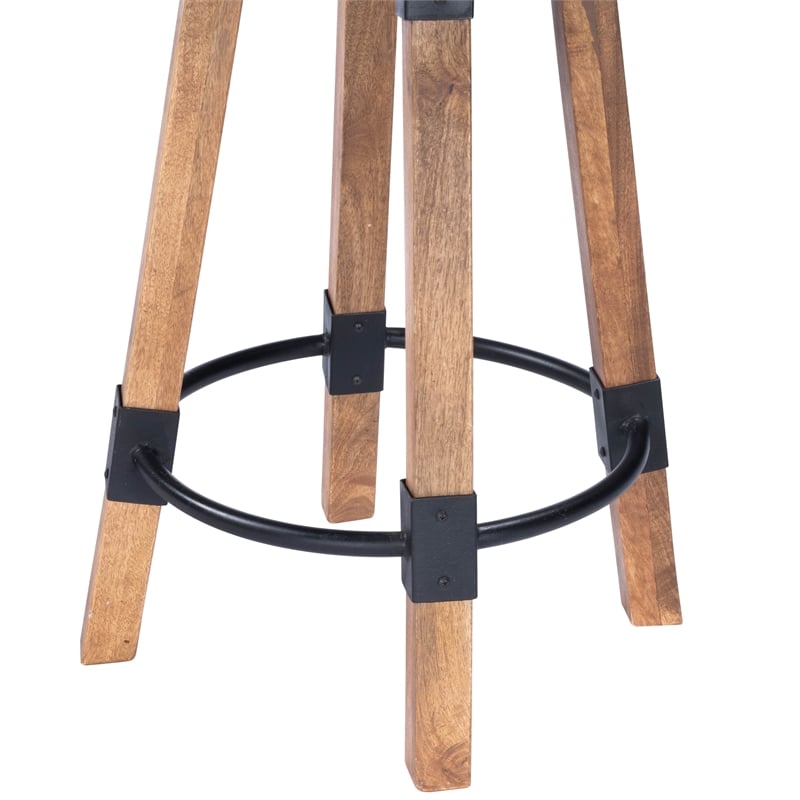 Home Square Wood & Metal Counter Stool in Beige - Set of 3