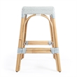 Home Square Twilight Blue & White Rattan Counter Stool - Set of 3