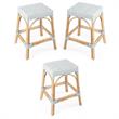 Home Square Twilight Blue & White Rattan Counter Stool - Set of 3