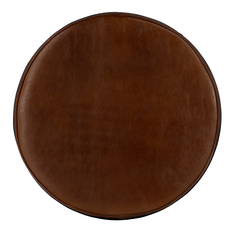 Home Square Leather Adjustable Bar Stool in Brown - Set of 3