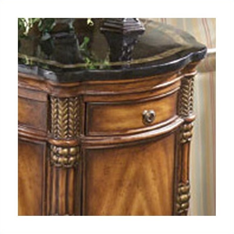 Home Square Heritage Fossil Stone Top Drum End Table - Set of 2