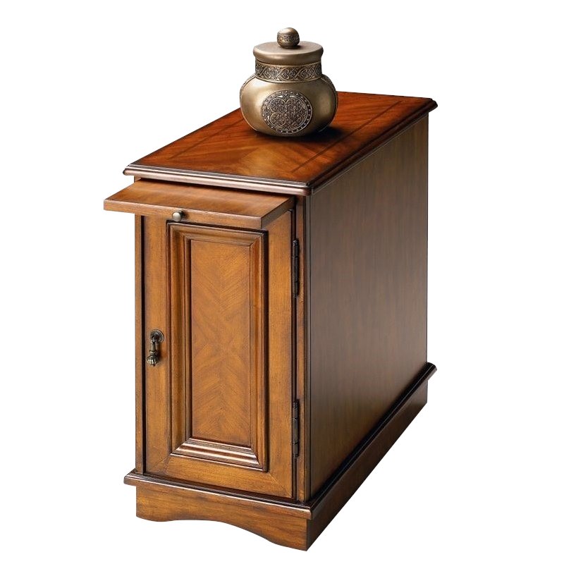 Home Square Transitional Chairside Chest in Olive Ash Burl - Set of 2
