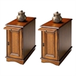 Home Square Transitional Chairside Chest in Olive Ash Burl - Set of 2