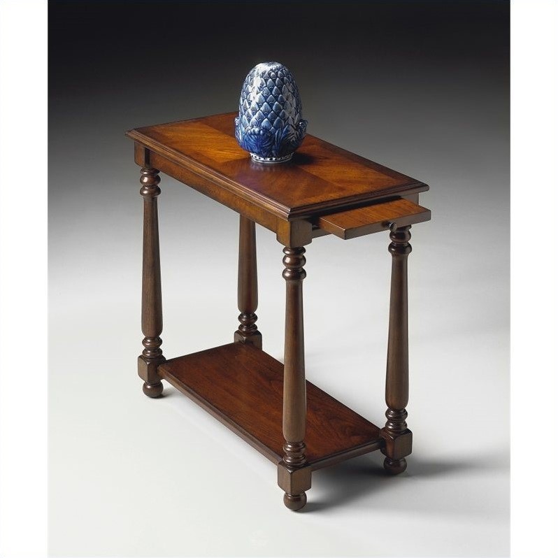 Home Square Traditional Chairside Table in Plantation Cherry - Set of 2