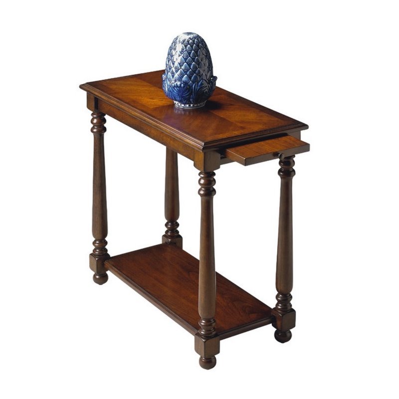 Home Square Traditional Chairside Table in Plantation Cherry - Set of 2