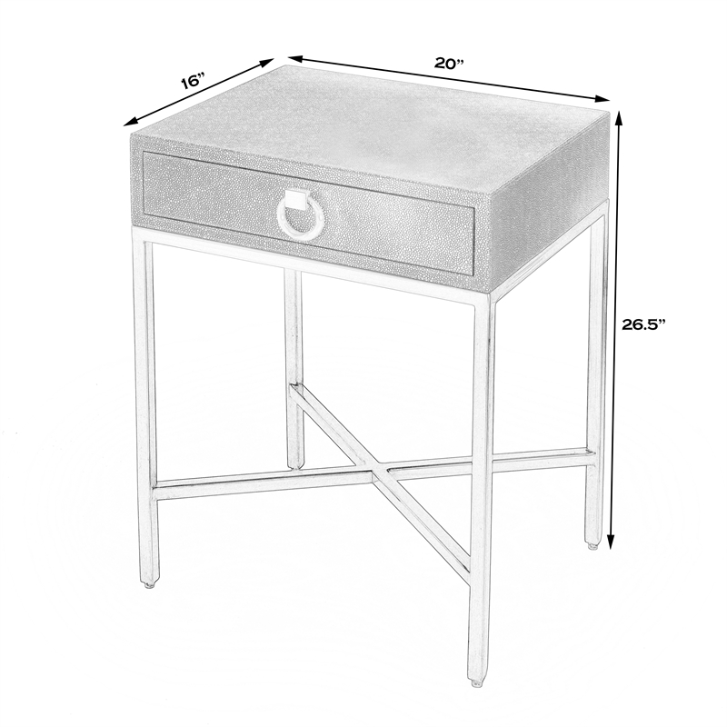 Home Square Modern 1-Drawer Leather End Table in Gold - Set of 2