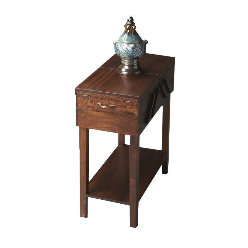 Home Square Modern Acacia Wood End Table in Dark Brown - Set of 2