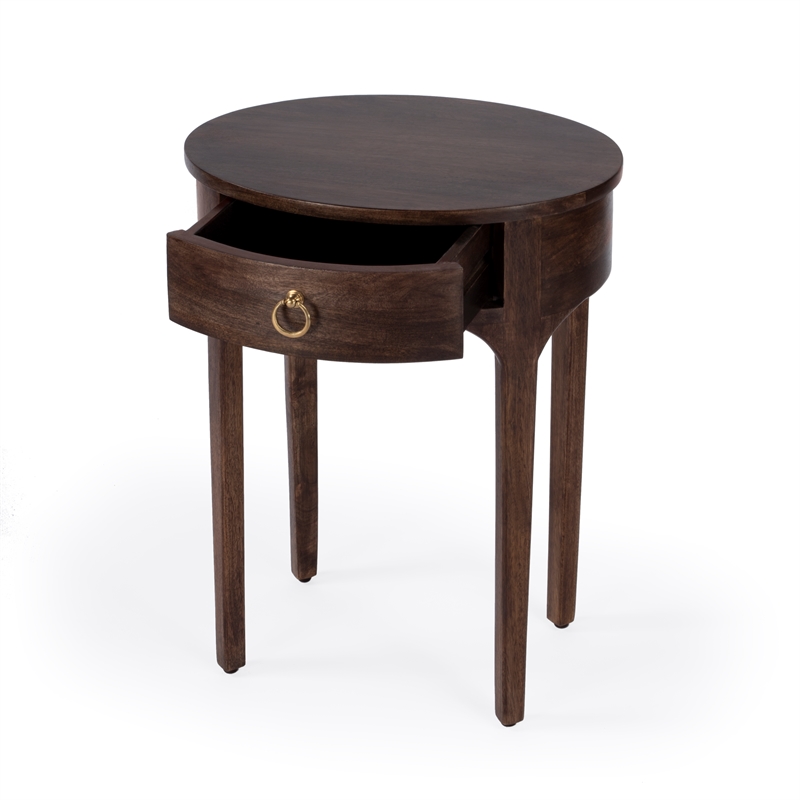 Home Square Transitional Mango Wood End Table in Dark Brown - Set of 2