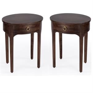 Home Square Transitional Mango Wood End Table in Dark Brown - Set of 2