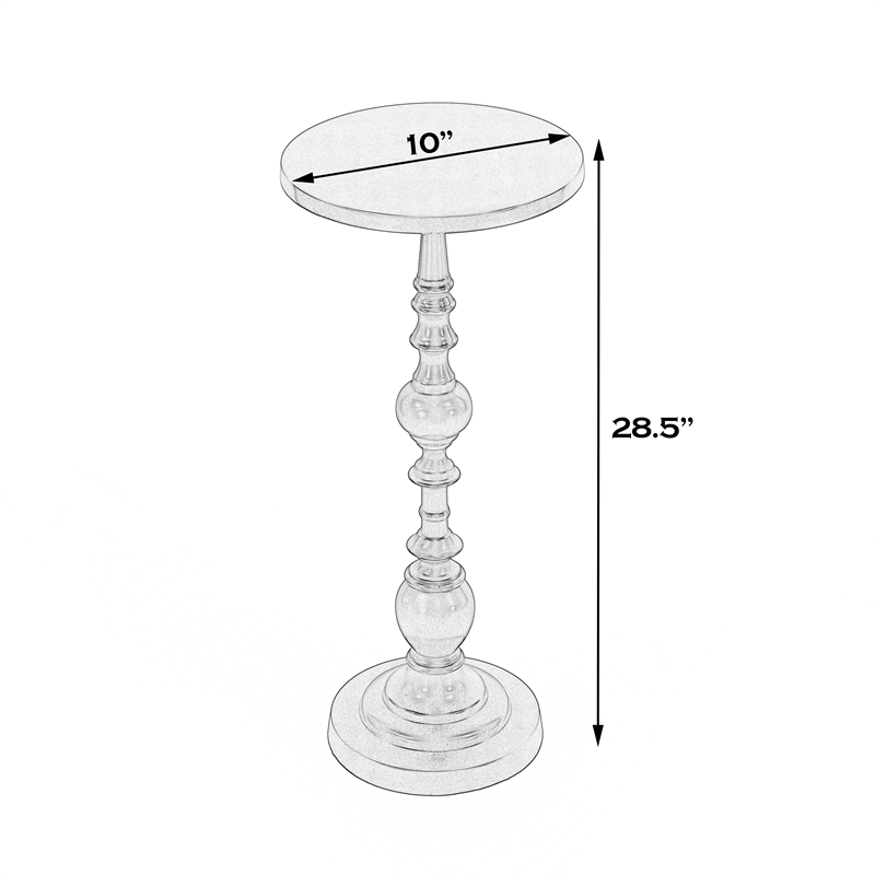 Home Square Silver Round Nickel Pedestal End Table - Set of 2