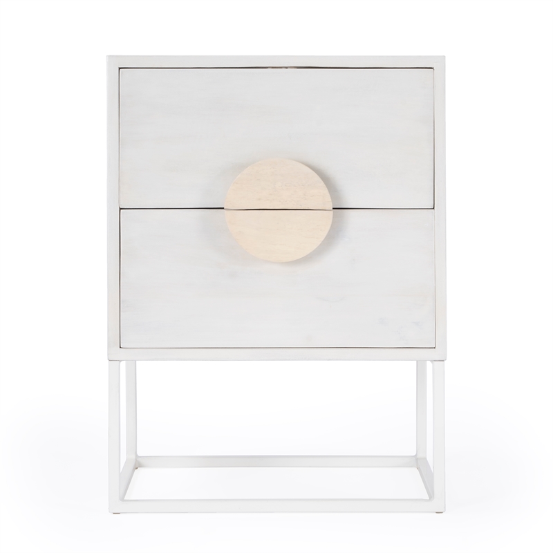 Home Square 2-Drawers Wood End Table in White - Set of 2