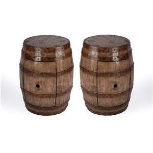 Home Square Round Barrel Table in Praline - Set of 2