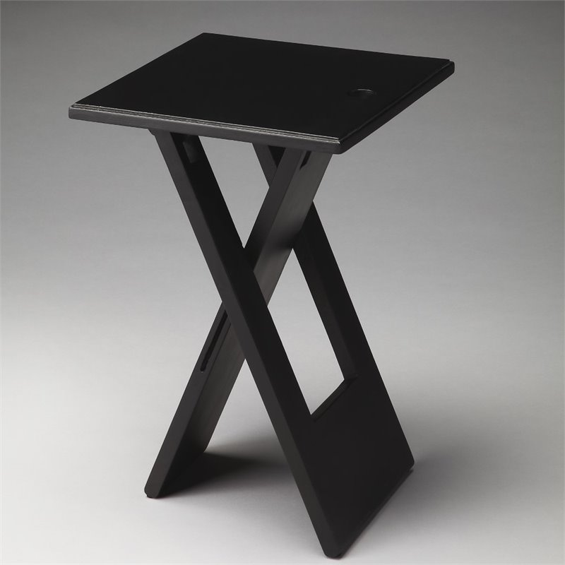 Home Square Folding End Table in Black - Set of 2