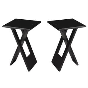Home Square Folding End Table in Black - Set of 2