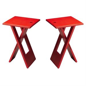 Home Square 19.25&quotH Transitional Folding End Table in Red - Set of 2