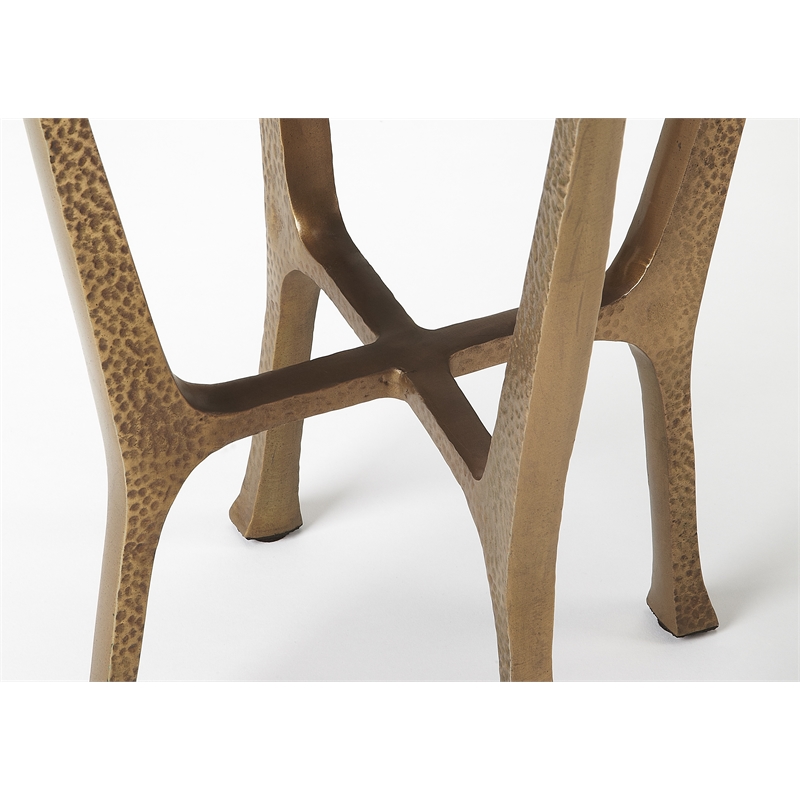 Home Square Metal and Stone End Table in Gold - Set of 2