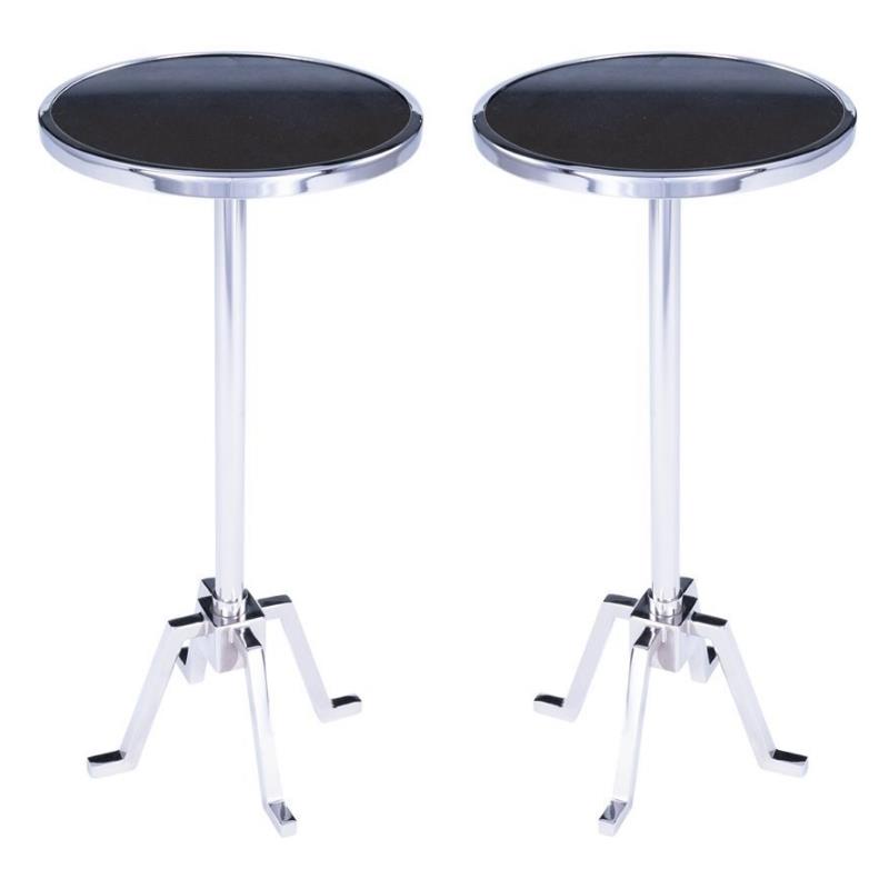 Home Square Metal & Marble Chrome End Table in Silver - Set of 2