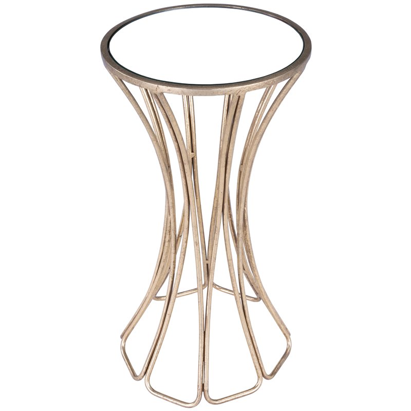 Home Square Metal & Mirror End Table in Gold and Silver - Set of 2