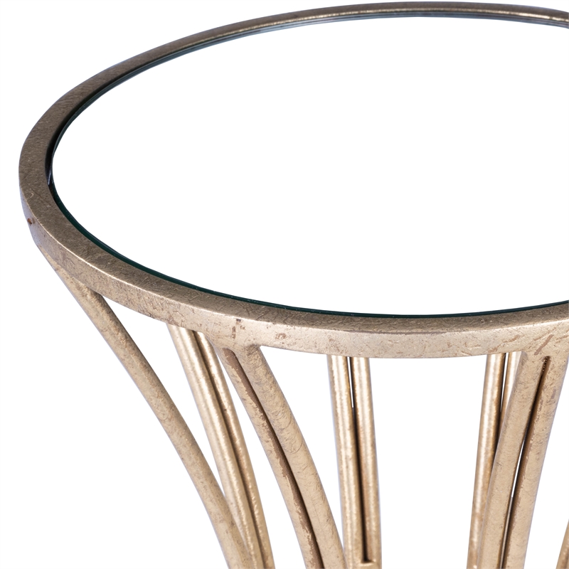 Home Square Metal & Mirror End Table in Gold and Silver - Set of 2