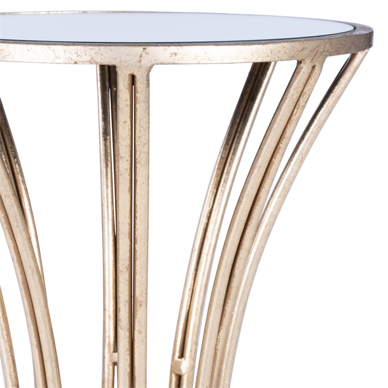 Home Square Metal & Mirror End Table in Gold and Silver - Set of 2