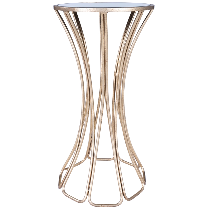 Home Square Metal & Mirror End Table in Gold and Silver - Set of 2