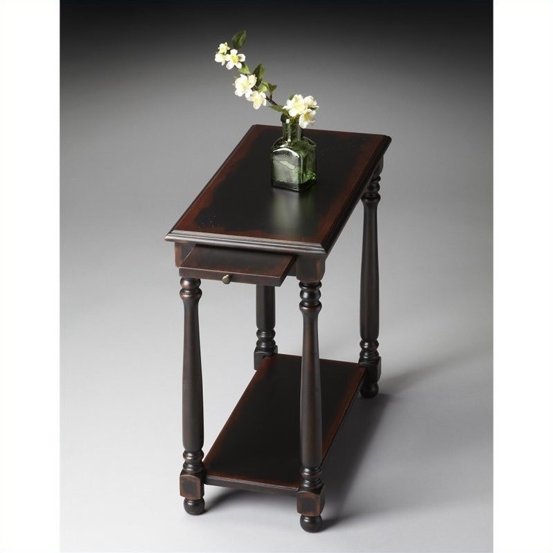 Home Square Chairside Table in Midnight Rose - Set of 2