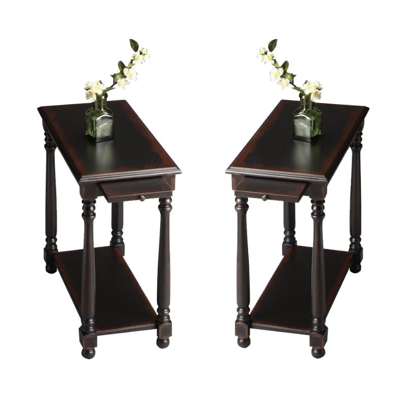 Home Square Chairside Table in Midnight Rose - Set of 2
