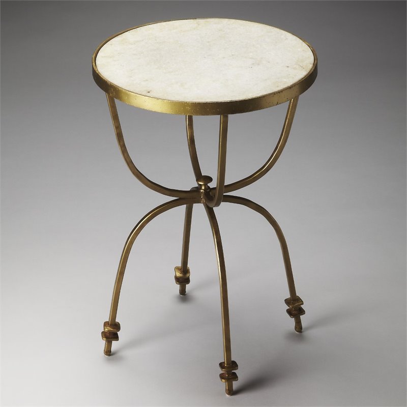Home Square Metalworks Round End Table in Multi-Color - Set of 2