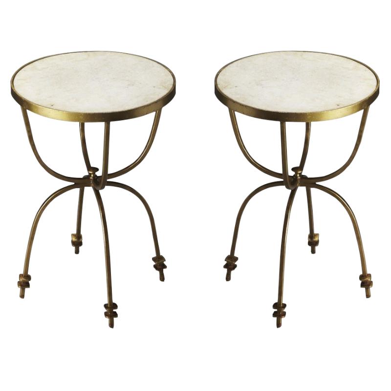Home Square Metalworks Round End Table in Multi-Color - Set of 2