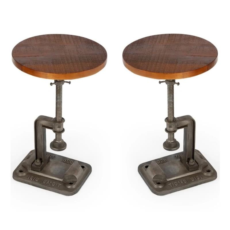 Home Square Industrial Chic Adjustable Accent Table - Set of 2