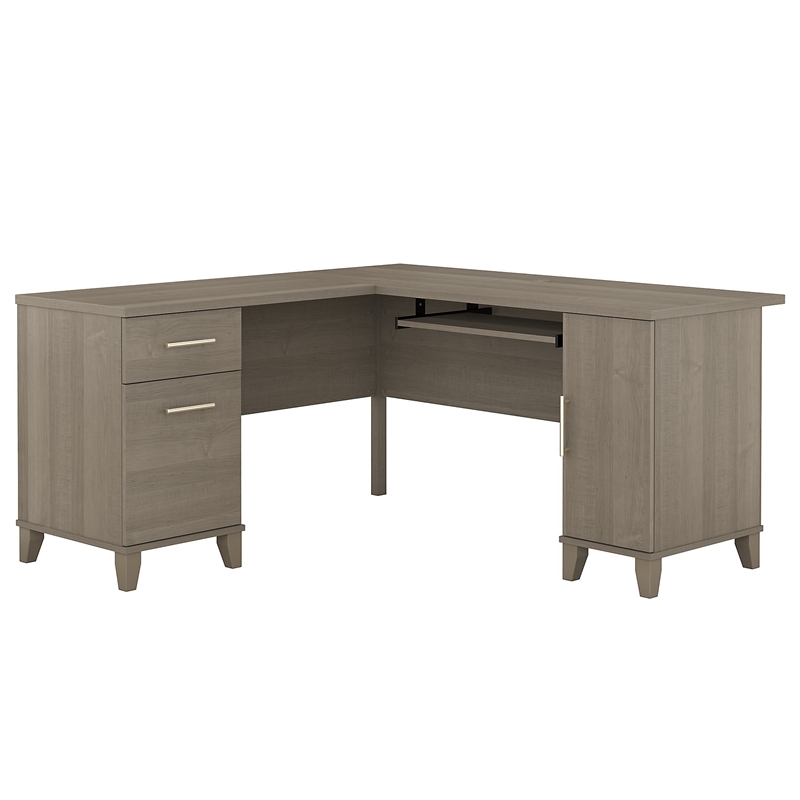 Home Square 2-Piece Set with 60W L Shaped Desk & 2-Drawer File Cabinet