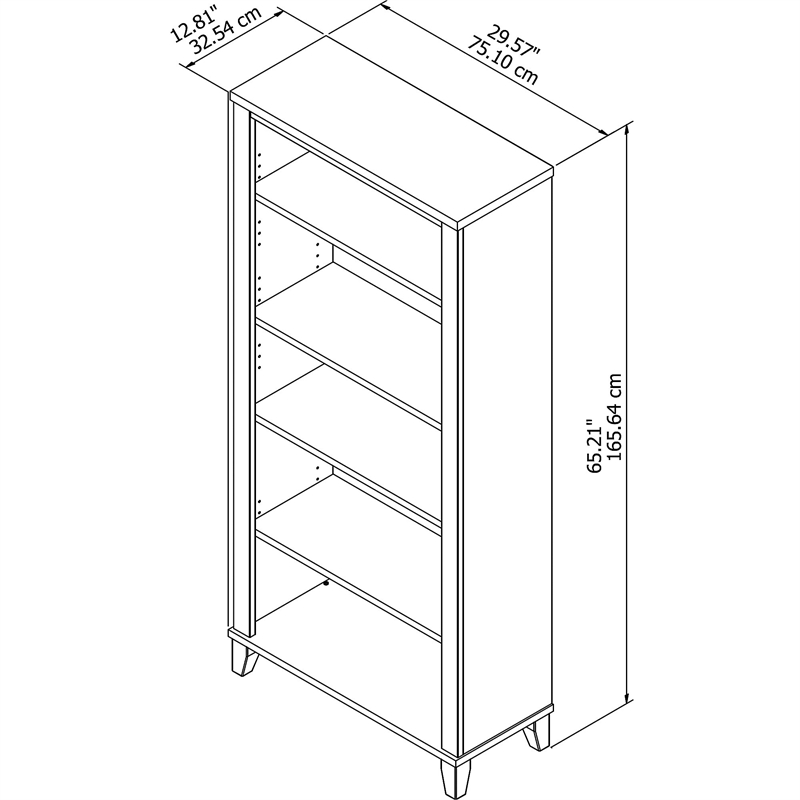Home Square 3-Piece Set with 60W L Shaped Desk File Cabinet & 5-Shelf Bookcase