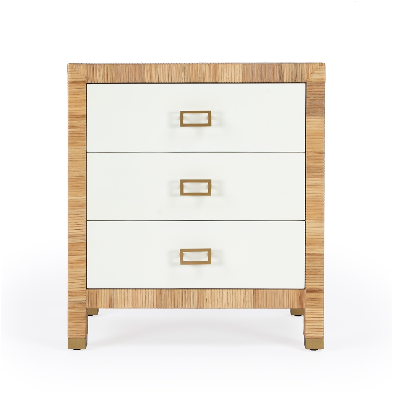 Home Square 3-Piece Wood Set with 2 Nightstands & 1 Chest in Natural