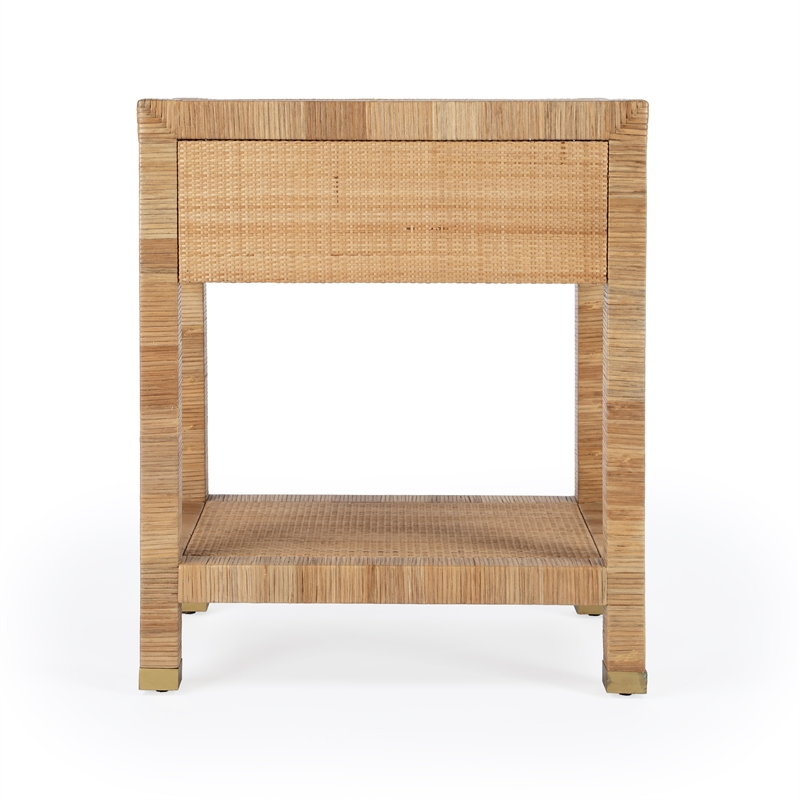 Home Square 1 Drawer Natural Raffia Nightstand - Set of 2