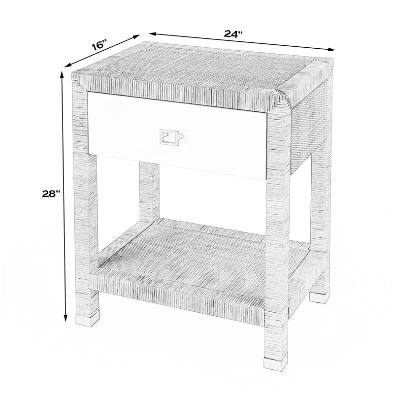 Home Square 1 Drawer Natural Raffia Nightstand - Set of 2