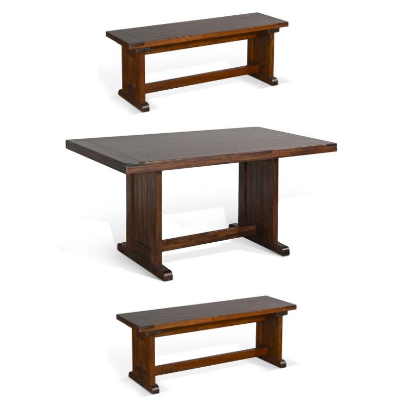 Home Square 3-Piece Set with 2 Side Benchs and 60