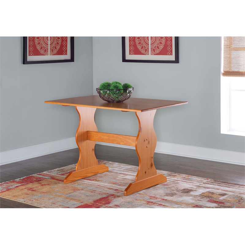 Home Square Furniture 3-Piece Set with 1 Dining Table & 2 Benchs in Natural