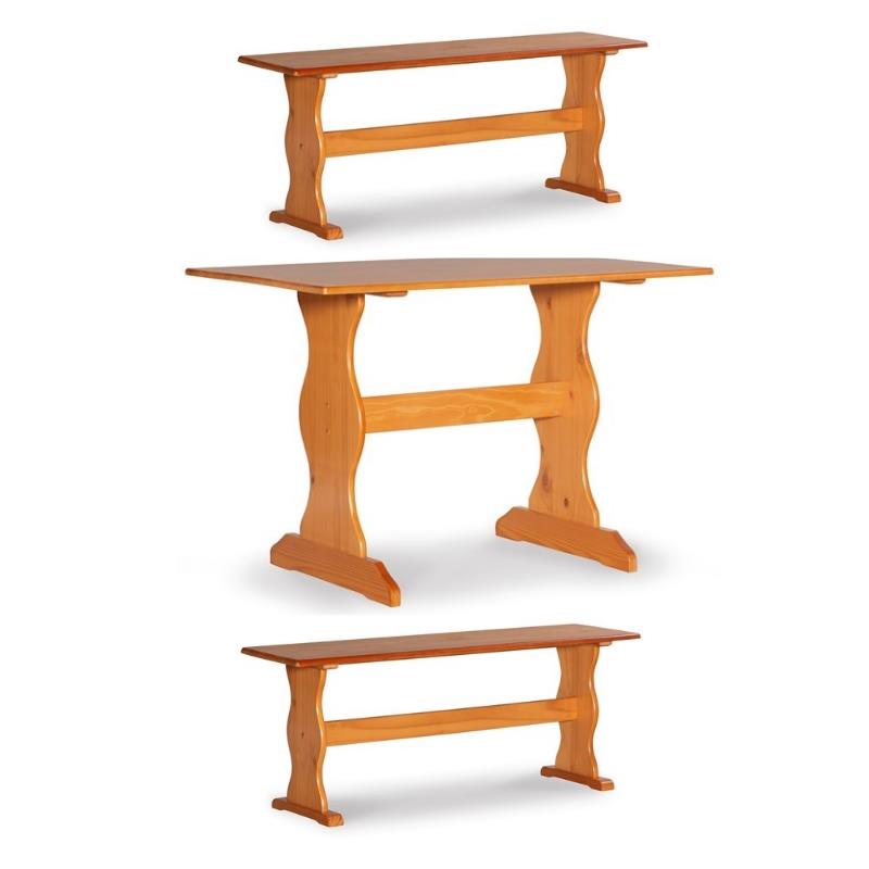 Home Square Furniture 3-Piece Set with 1 Dining Table & 2 Benchs in Natural