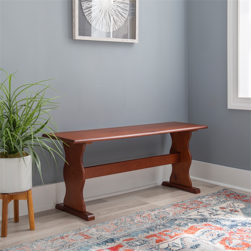 Home Square Furniture 2-Piece Set with Dining Table & Bench in Walnut